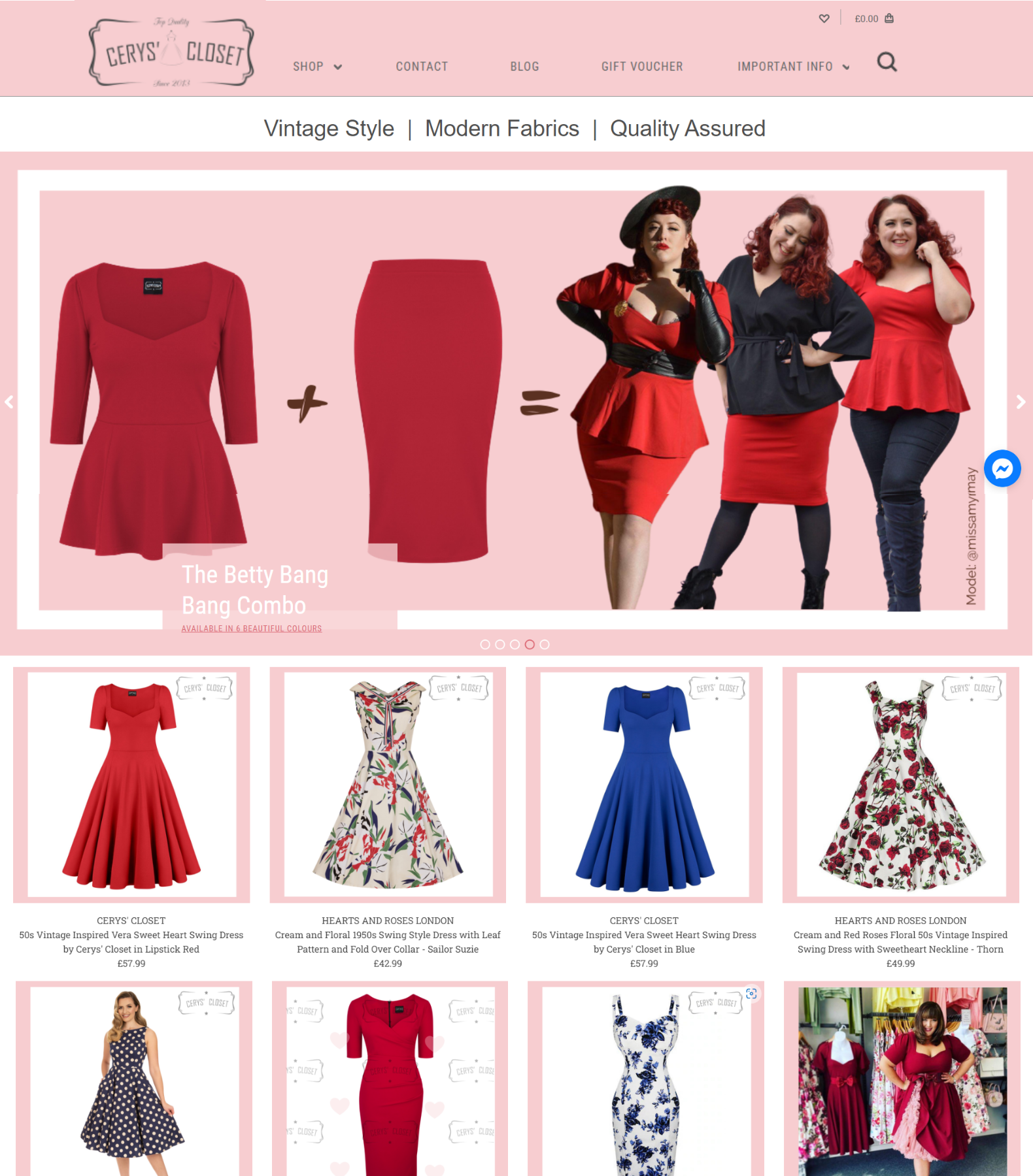 Image of Cerys' Closet Commerce page designed and created by Cerys Codes